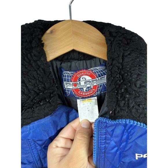 Vintage Kids Polaris Blue Quilted Snowmobiling Ski Snow Jacket Kids Size 10/12? - Picture 4 of 9